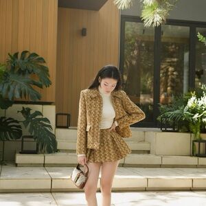 & Other Stories Brown Tweed Skirt Suit